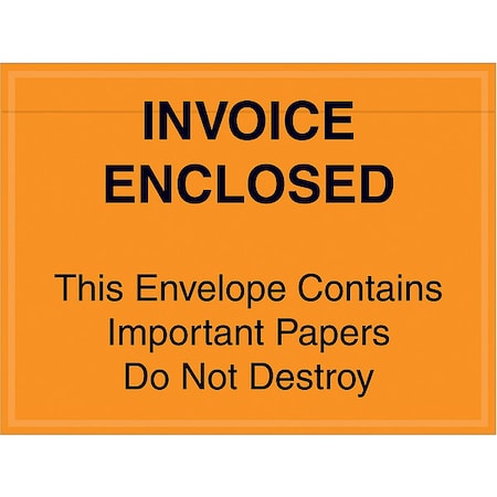 Zoro Select Packing List Envelopes, Orange, PK1000 PL416