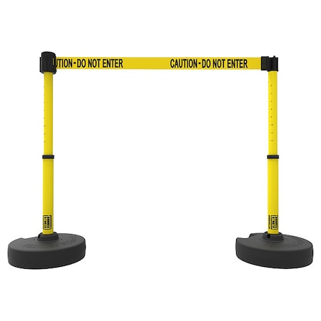 Banner Stakes Belt Barrier System, Red, 15 ft Length, 22 in to 42 in Adjustable Post Height, Danger Keep Out PL4294