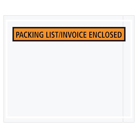Zoro Select Packing List Envelopes, Orange, PK1000 PL462