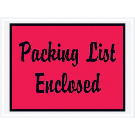 Zoro Select Packing List Envelopes, Red, PK1000 PL487