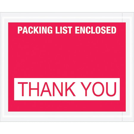 Zoro Select Packing List Envelopes, Red, PK1000 PL480