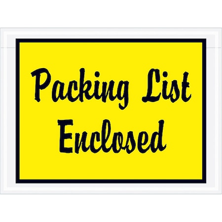Zoro Select Packing List Envelopes, Yellow, PK1000 PL486