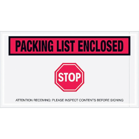 Zoro Select Packing List Envelopes, Red, PK1000 PL492