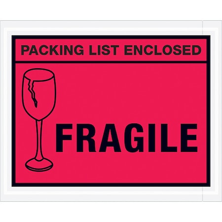 Zoro Select Packing List Envelopes, Red, PK1000 PL493