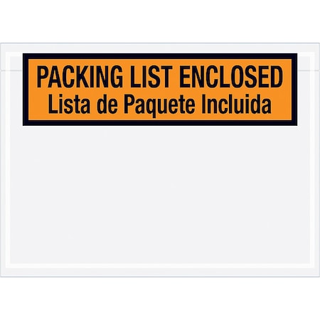 Zoro Select Packing List Envelopes, Orange, PK1000 PL500