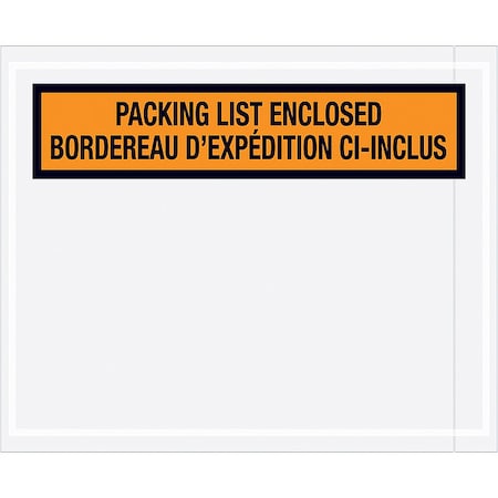 Zoro Select Packing List Envelopes, Orange, PK1000 PL501