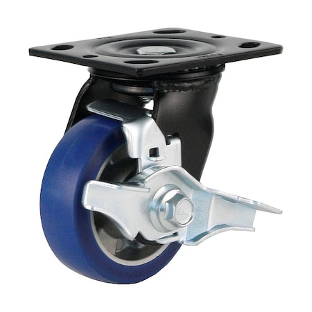 Foot Master Plate Caster, Swivel, Polyurethane, 136mm H PME-100-BSF-MUD