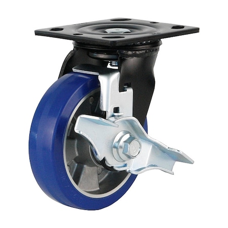 Foot Master Plate Caster, Swivel, Polyurethane, 160mm H PME-125-BSF-MUD