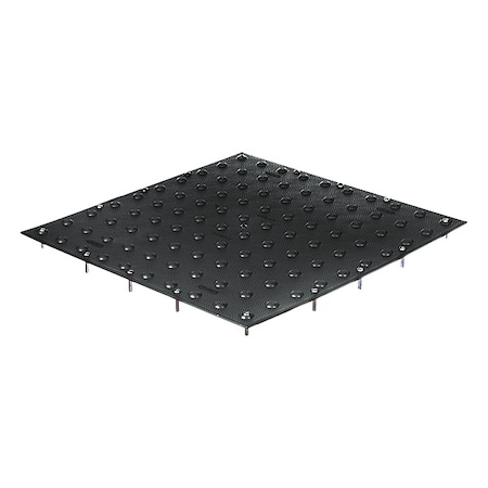 Detectable Warning Tile Polymer Black, 48 in W x 24 in L, 3/16 in Thick