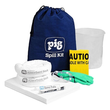 Pig Spill Kit, 6 gal Volume Absorbed per Kit, Bag, Blue, 32 KIT406 | Zoro