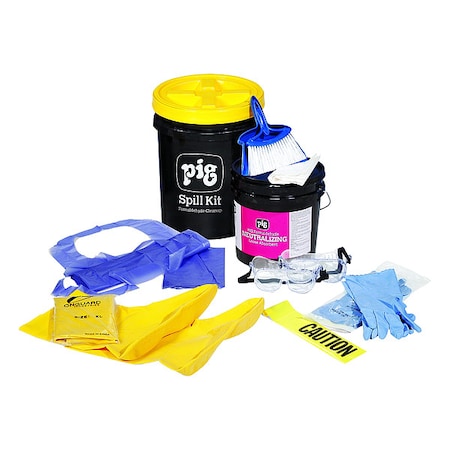 Pig Spill Kit, 2 gal Volume Absorbed per Kit, 5 gal Capacity, Bucket, White KIT501