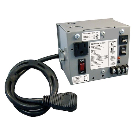 Functional Devices-Rib Class 2 Transformer, 100 VA, NEMA 1, 24V AC, 120V AC PSH100AB10-EXT2