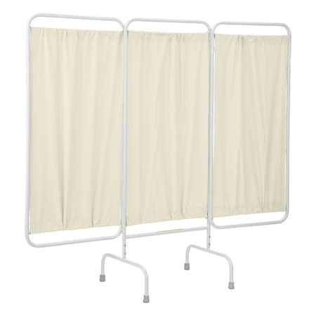 R&B Wire Products Three Panel Stationary Privacy Screen with Antimicrobial Beige Vinyl Panels PSS-3/AML/C