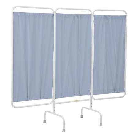 R&B Wire Products Three Panel Stationary Privacy Screen with Antimicrobial Blue Vinyl Panels PSS-3/AML/PB