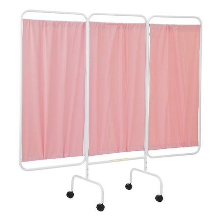 R&B Wire Products Three Panel Mobile Privacy Screen with Antimicrobial Mauve Vinyl Panels PSS-3C/AML/M