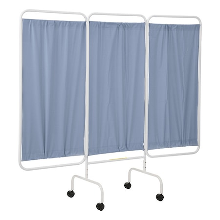 R&B Wire Products Three Panel Mobile Privacy Screen with Antimicrobial Blue Vinyl Panels PSS-3C/AML/PB