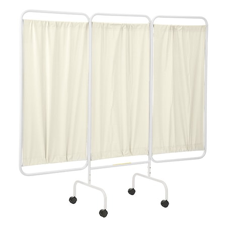 R&B Wire Products Three Panel Mobile Privacy Screen with Antimicrobial Beige Vinyl Panels PSS-3C/AML/C