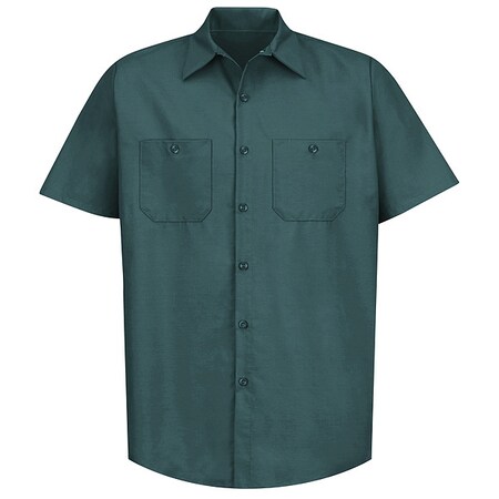 Red Kap Men's Mens Ss Spruce Grn Poplin Wrk Shirt, 5XL, Cotton/Polyester, Button Fronts, 2 Pocket(s), 5XL SP24SG SS 5XL