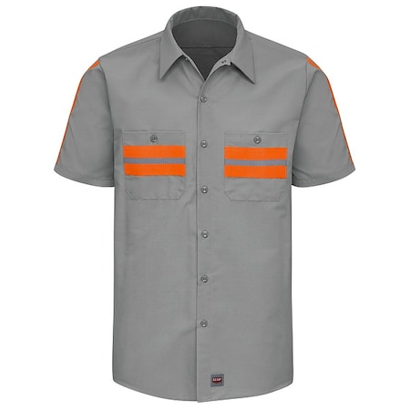 Red Kap Men's Mens Ss Lt Gray Workshirt W/Evt, S, Cotton/Polyester, Button Fronts, 2 Pocket(s), S SP24WM SS S