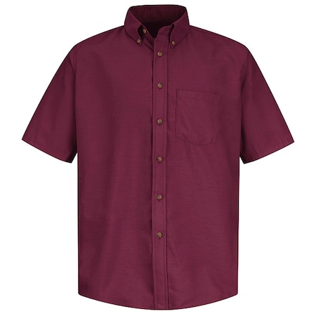 Red Kap Men's Mns Ss Button Down Poplin Shirt, By, L, Cotton/Polyester, Button Fronts, 1 Pocket(s), Burgundy SP80BY SS L