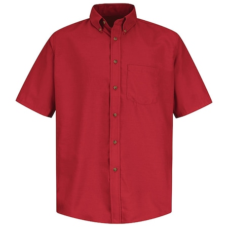 Red Kap Men's Mns Ss Button Down Poplin Shirt-Rd, L, Cotton/Polyester, Button Fronts, 1 Pocket(s), Red, L SP80RD SS L