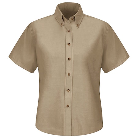 Red Kap Women's Short Sleeve Work Shirt, Cotton/Polyester, Button Fronts, 0 Pocket(s), Tan, XL SP81KH SS 18