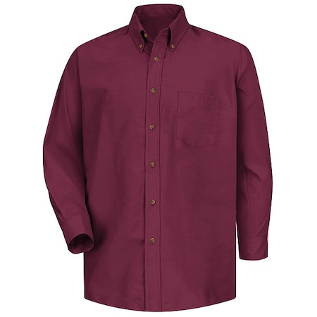 Red Kap Men's Mns Ls Button Down Poplin Shirt-By, XL, Cotton/Polyester, Button Fronts, 1 Pocket(s), Burgundy SP90BY XL 323