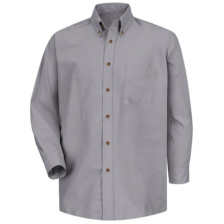 Red Kap Men's Mns Ls Button Down Poplin Shirt-Sv, M, Cotton/Polyester, Button Fronts, 1 Pocket(s), Silver, M SP90SV M  323