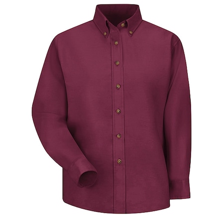 Red Kap Women's Long Sleeve Work Shirt, Cotton/Polyester, Button Fronts, 0 Pocket(s), Burgundy, S SP91BY RG 8