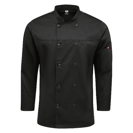 Red Kap Chef Coat, 4XL, Black 054MBK RG 4XL