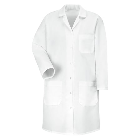 Red Kap Lab Coat, Cotton Poplin/Polyester, 3 Pockets, Button KP15WH RG L