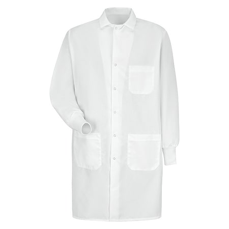 Red Kap Lab Coat, Cotton Poplin/Polyester, 3 Pockets, Snaps KP72WH RG M