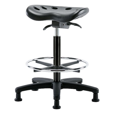 Zoro Select Tractor Stool, Polyurethane, Black, 22 1/2 in to 32 in Seat Height PTHBST-RG-CF-RG-BLK