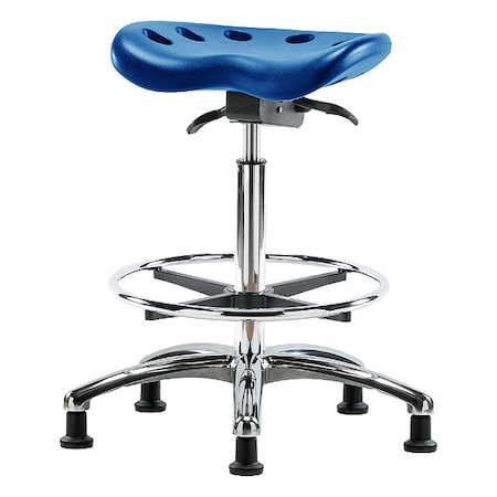 Zoro Select Tractor Stool, Polyurethane, Blue, 23 in to 33 1/2 in Seat Height PTHBST-CR-CF-RG-BLU