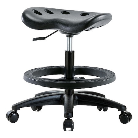 Zoro Select Stool, Polyurethane, Black, 19 in to 26 1/2 in Seat Height PTMBSL-RG-BF-RC-BLK