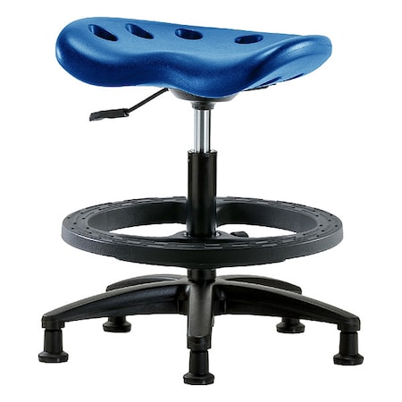 Zoro Select Stool, Polyurethane, Blue, 19 in to 26 1/2 in Seat Height PTMBSL-RG-BF-RG-BLU