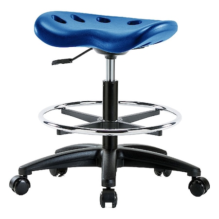 Zoro Select Stool, Polyurethane, Blue, 19 in to 26 1/2 in Seat Height PTMBSL-RG-CF-RC-BLU