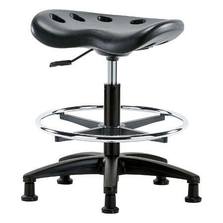 Zoro Select Stool, Polyurethane, Black, 19 in to 26 1/2 in Seat Height PTMBSL-RG-CF-RG-BLK