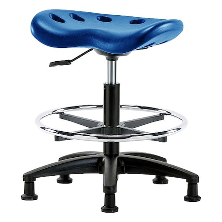 Zoro Select Stool, Polyurethane, Blue, 19 in to 26 1/2 in Seat Height PTMBSL-RG-CF-RG-BLU