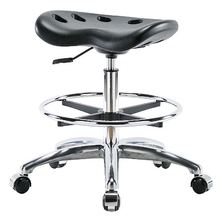 Zoro Select Stool, Polyurethane, Black, 20 in to 27 1/2 in Seat Height PTMBSL-CR-CF-CC-BLK