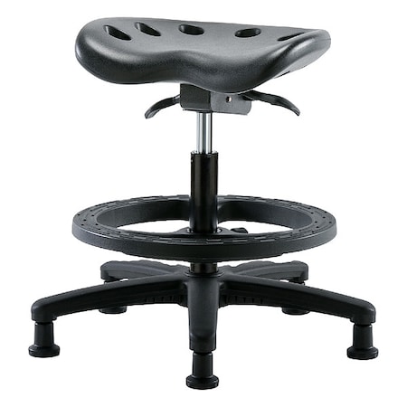 Zoro Select Tractor Stool, Polyurethane, Black, 19 in to 26 1/2 in Seat Height PTMBSO-RG-BF-RG-BLK