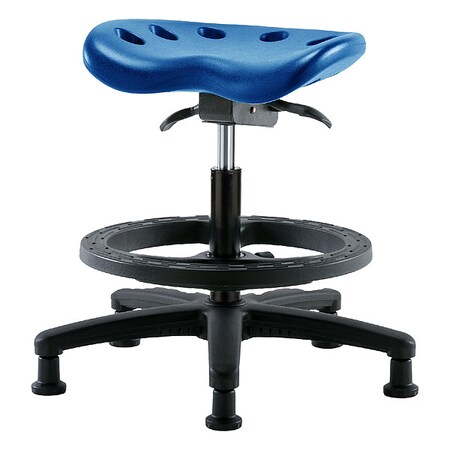 Zoro Select Tractor Stool, Polyurethane, Blue, 19 in to 26 1/2 in Seat Height PTMBSO-RG-BF-RG-BLU