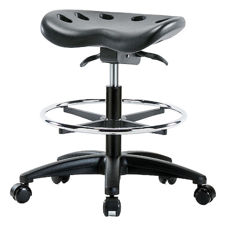 Zoro Select Tractor Stool, Polyurethane, Black, 19 in to 26 1/2 in Seat Height PTMBSO-RG-CF-RC-BLK