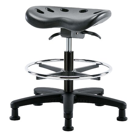 Zoro Select Tractor Stool, Polyurethane, Black, 19 in to 26 1/2 in Seat Height PTMBSO-RG-CF-RG-BLK