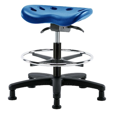 Zoro Select Tractor Stool, Polyurethane, Blue, 19 in to 26 1/2 in Seat Height PTMBSO-RG-CF-RG-BLU