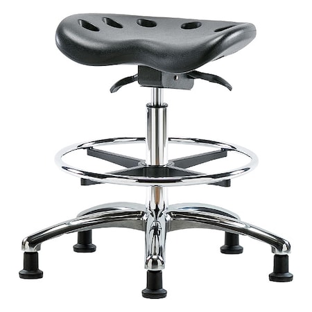 Zoro Select Tractor Stool, Polyurethane, Black, 20 in to 28 in Seat Height PTMBSO-CR-CF-RG-BLK