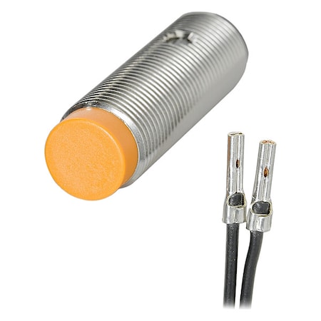Ifm Cylindrical, Inductive Proximity Sensor, 12 mm Dia., Brass, 2 m, Bare Wire, 2 Wires, Unshielded IF5719
