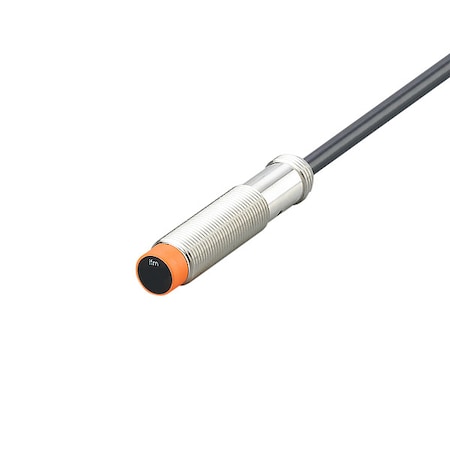 Ifm Cylindrical, Inductive Proximity Sensor, 12 mm Dia., Brass, 2 m, Bare Wire, 3 Wires, Unshielded IF7107
