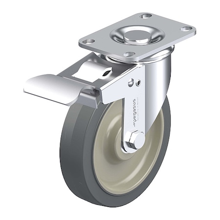 Zoro Select PlateCaster, Swivel, Polyurethane, 6 3/16"H P12S-UP050B-12-TB