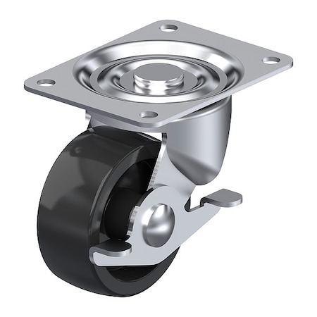 Zoro Select PlateCaster, Swivel, Polypropylene, 3 1/2"H P5S-PB030G-P-SB